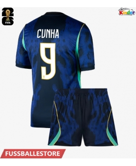 Günstige Brasilien Matheus Cunha #9 Auswärts Trikotsatzt Kinder WM 2026 Kurzarm (+ Kurze Hosen)